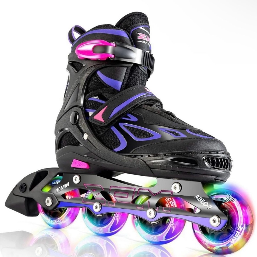 NEW 2PM SPORTS Vinal Girls Adjustable Flashing Inline Skates XL Size